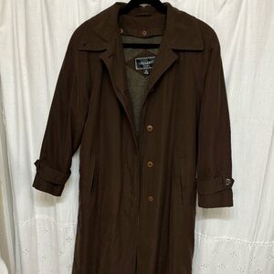 Women's Gallery Classic Chocolate Brown Long Trench Coat Size 10P